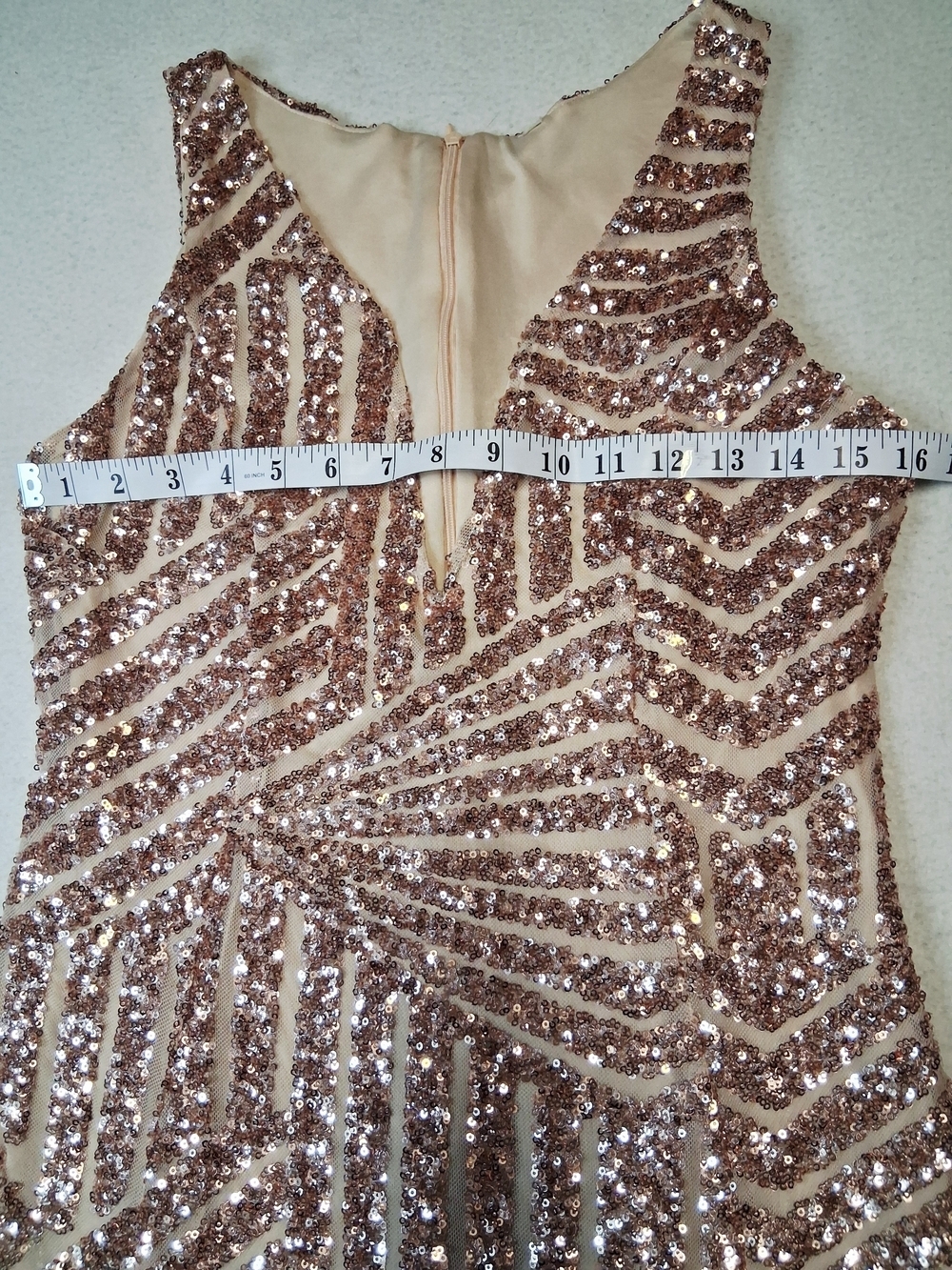 Sequin Sheath Dress in Rose Gold - Picture 2 of 6